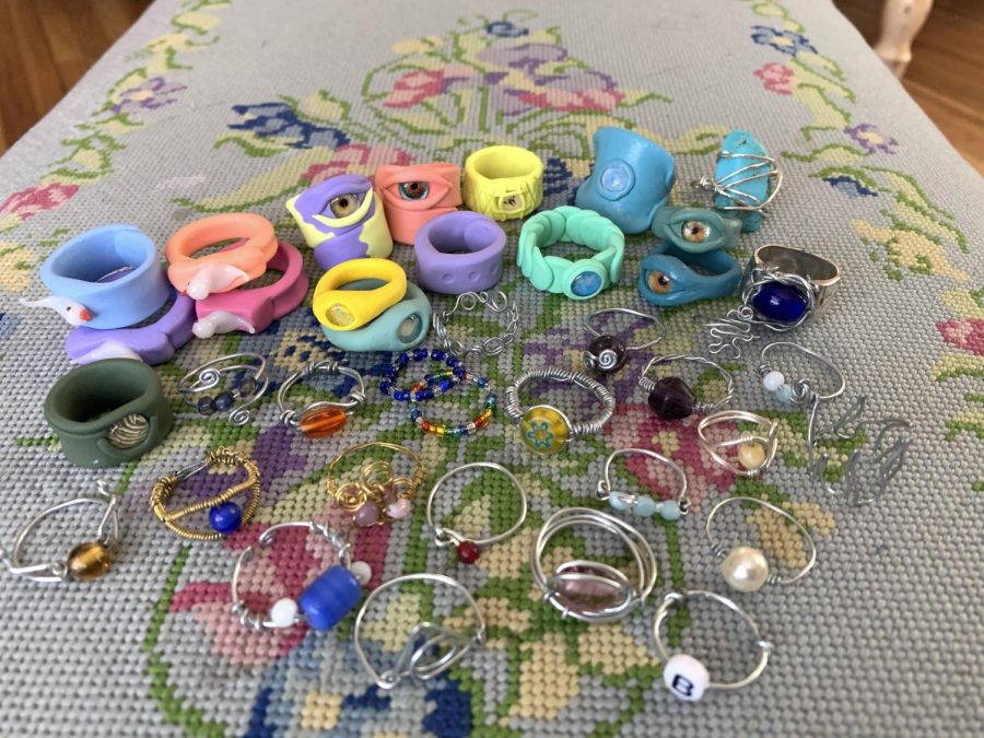 Junior Betsy Butlers ring collection, which she hand makes and sells.